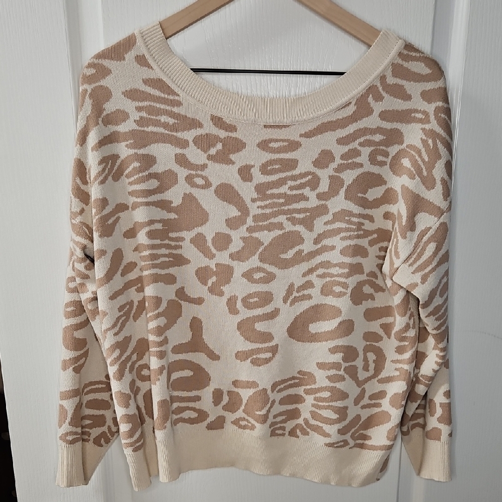 Leopard Print Sweater - Cream and Tan